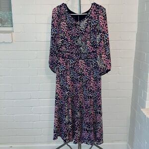 Talbots Black Dress with Vibrant Floral Accents